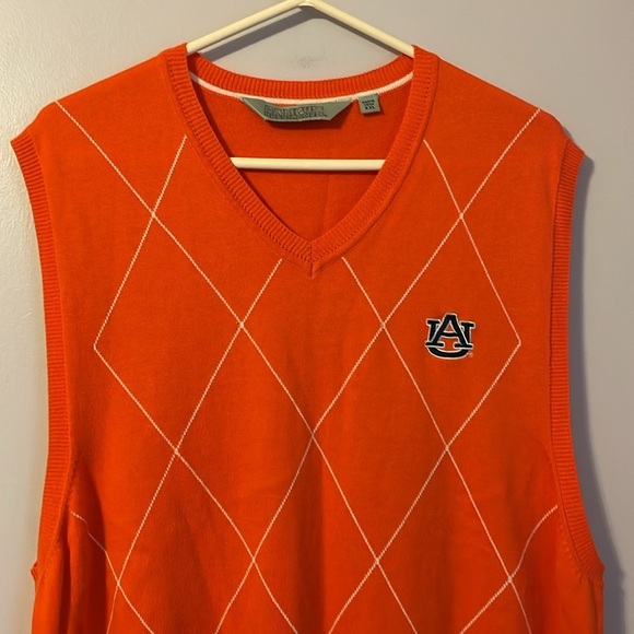 Campus Specialties Auburn University Orange White Argyle Knit Sweater Vest XXL - Picture 2 of 14